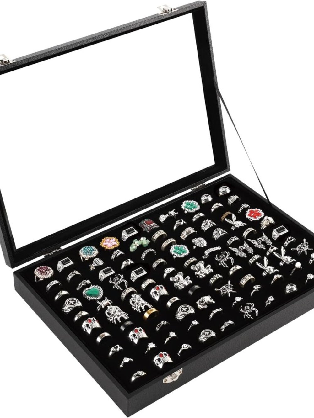100 Slots Ring Case Organizer Display Box,Rings Holder Storage Boxes for Jewelry